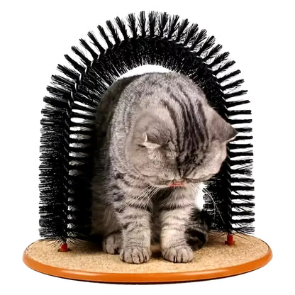 Cat Toy Arch Self Groome Pamper Feline with a Massage Grooming Rubbing Brush with Scratching Pad Toy for Cats Interactive Toys